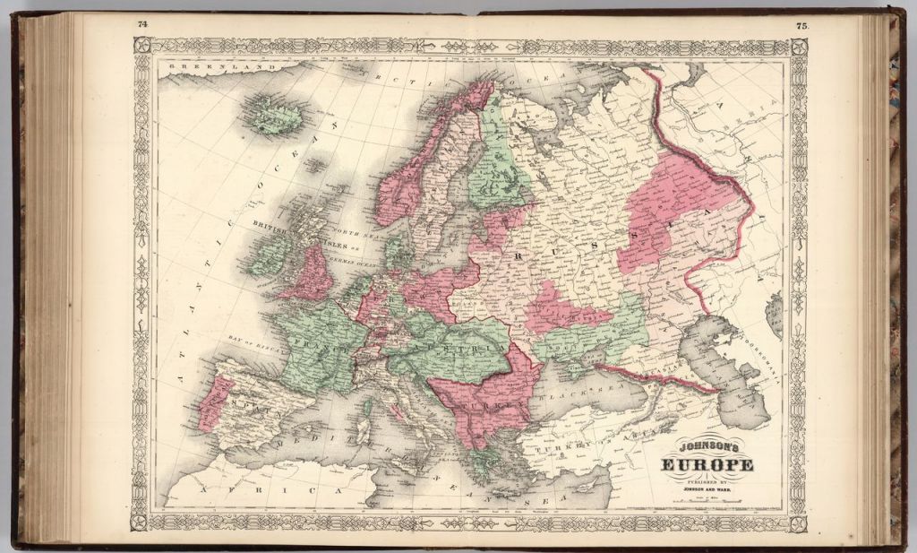 Карта мира 1865 год