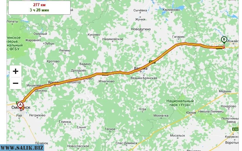 Старая смоленская дорога на современной карте