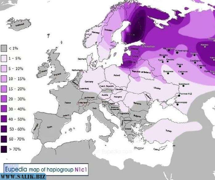 Карта гаплогрупп европы